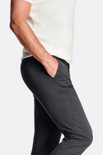 dark grey stretch cotton men's trousers | MR MARVIS