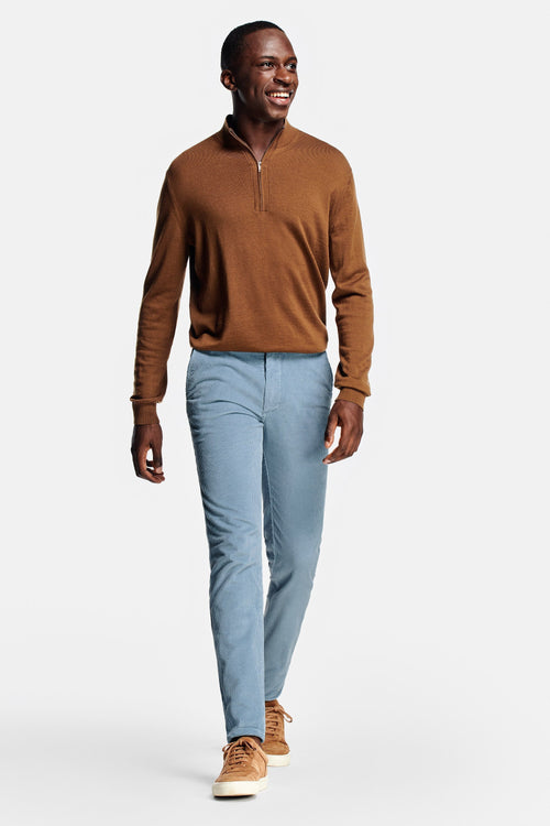 grey blue ribbed corduroy fabric men's trousers | MR MARVIS