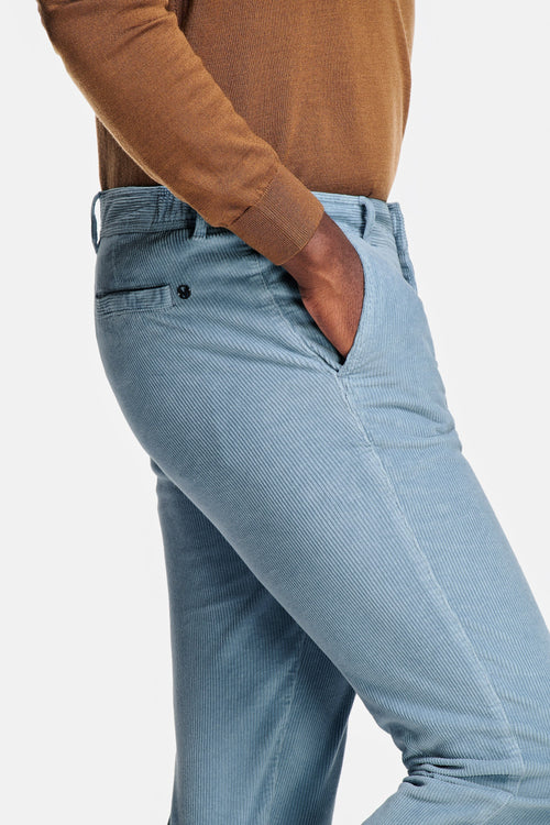 grey blue ribbed corduroy fabric men's trousers | MR MARVIS