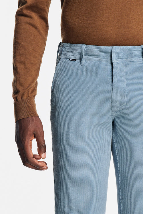 grey blue ribbed corduroy fabric men's trousers | MR MARVIS