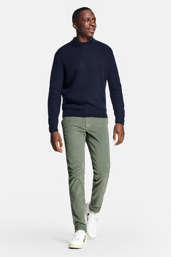 green ribbed corduroy fabric men's trousers | MR MARVIS