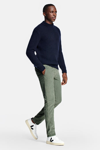green ribbed corduroy fabric men's trousers | MR MARVIS