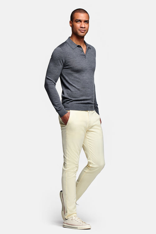 light yellow stretch cotton men's trousers | MR MARVIS