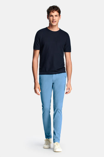 mid blue stretch cotton men's trousers | MR MARVIS