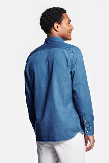 Carlos * The Denim Shirt mid blue men's denim shirt | MR MARVIS