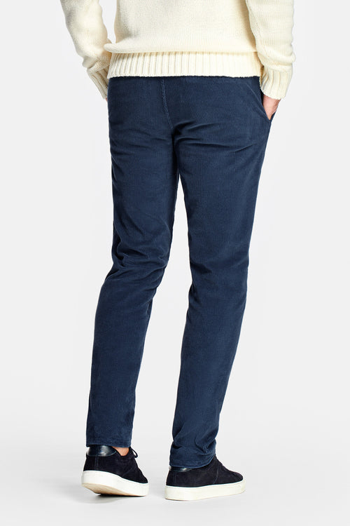 dark blue ribbed corduroy fabric men's trousers | MR MARVIS