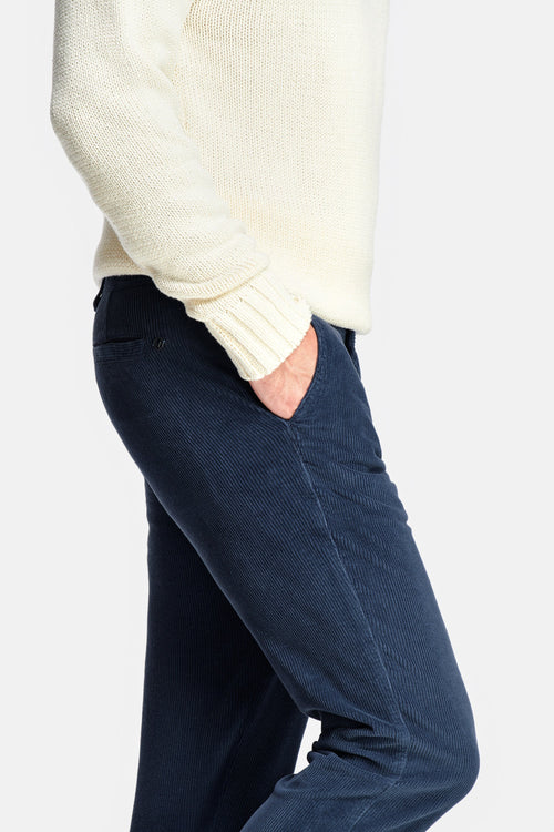 dark blue ribbed corduroy fabric men's trousers | MR MARVIS