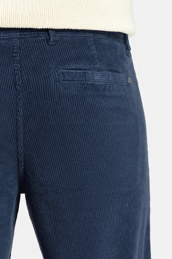 dark blue ribbed corduroy fabric men's trousers | MR MARVIS