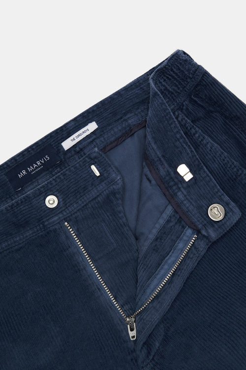 dark blue ribbed corduroy fabric men's trousers | MR MARVIS