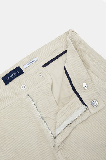 beige ribbed corduroy fabric men's trousers | MR MARVIS