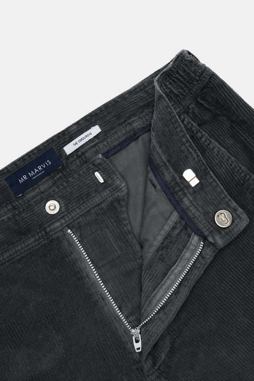 dark grey ribbed corduroy fabric men's trousers | MR MARVIS