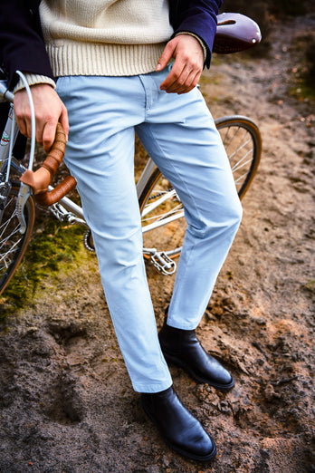 Antarctics * The Coolerdays grey blue heavy stretch cotton men's trousers | MR MARVIS