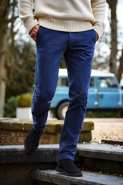 dark blue heavy stretch cotton men's trousers | MR MARVIS