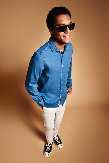 Carlos * The Denim Shirt mid blue men's denim shirt | MR MARVIS