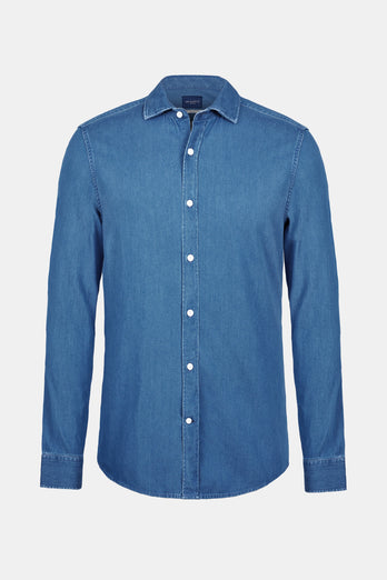 mid blue men's denim shirt | MR MARVIS