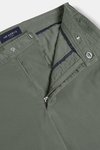 green stretch cotton men's trousers | MR MARVIS