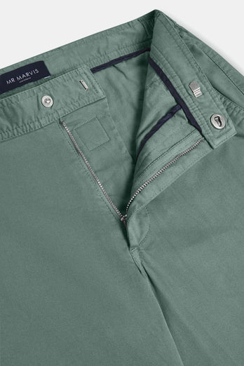mid green stretch cotton men's trousers | MR MARVIS