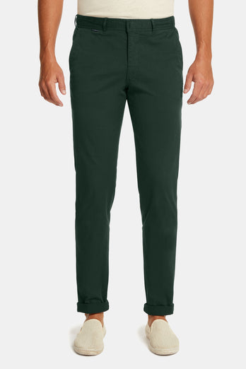 dark green stretch cotton men's trousers | MR MARVIS