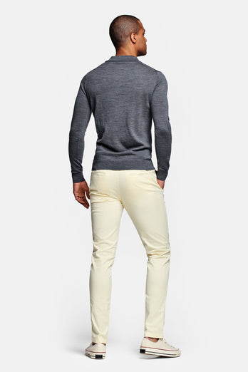 light yellow stretch cotton men's trousers | MR MARVIS