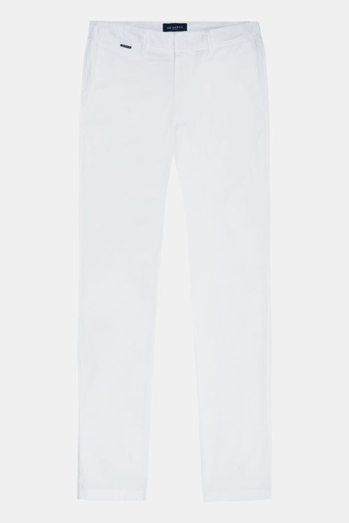all white stretch cotton men's trousers | MR MARVIS
