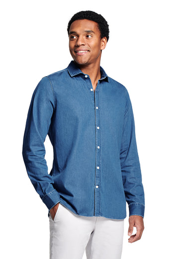 mid blue men's denim shirt | MR MARVIS