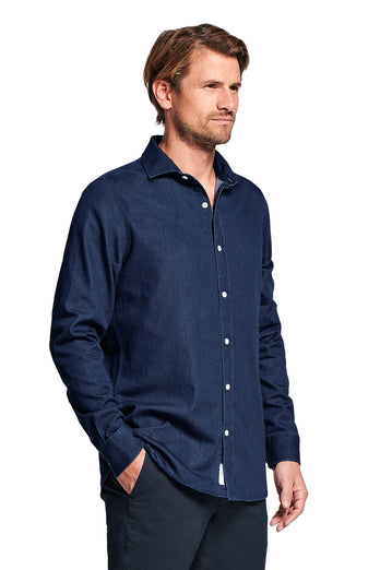 dark blue men's denim shirt | MR MARVIS