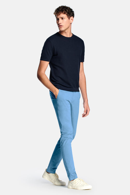 mid blue stretch cotton men's trousers | MR MARVIS