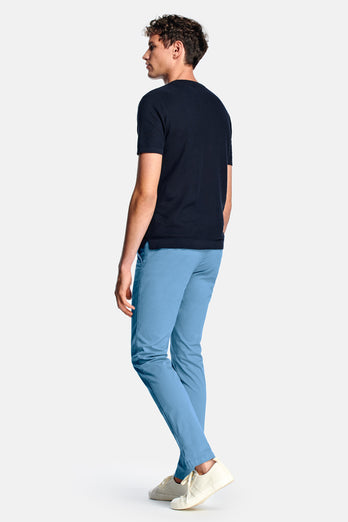 mid blue stretch cotton men's trousers | MR MARVIS