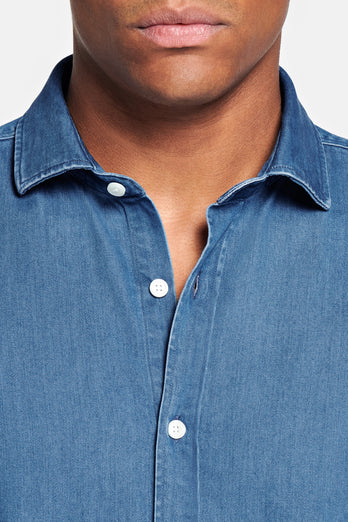 mid blue men's denim shirt | MR MARVIS