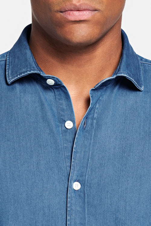 mid blue men's denim shirt | MR MARVIS