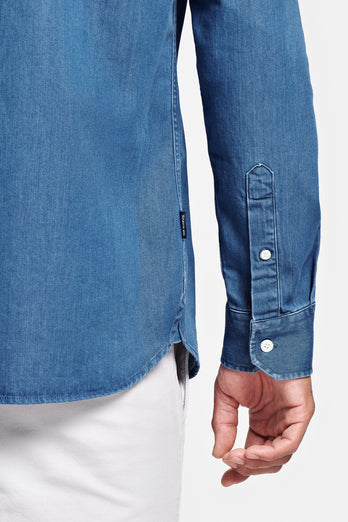 mid blue men's denim shirt | MR MARVIS