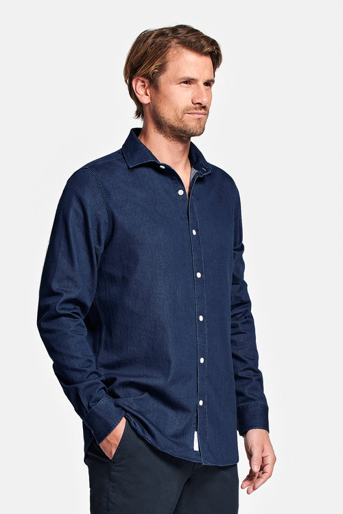 dark blue men's denim shirt | MR MARVIS