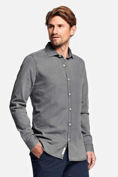 mid grey men's denim shirt | MR MARVIS