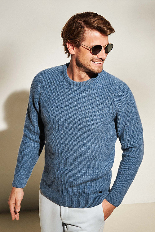 blue men's knitted jumper | MR MARVIS