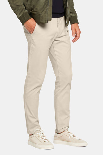 beige heavy stretch cotton men's trousers | MR MARVIS