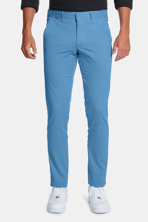 mid blue stretch cotton men's trousers | MR MARVIS