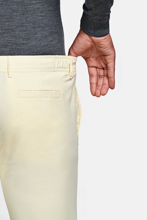 light yellow stretch cotton men's trousers | MR MARVIS