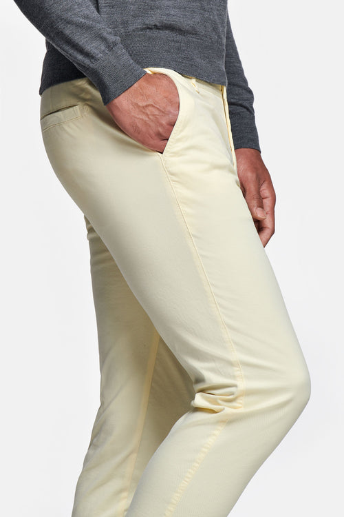 light yellow stretch cotton men's trousers | MR MARVIS