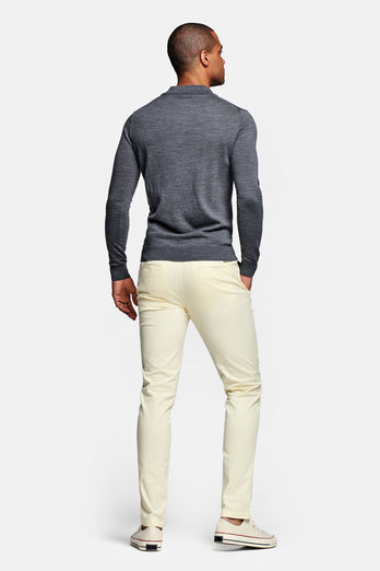 light yellow stretch cotton men's trousers | MR MARVIS