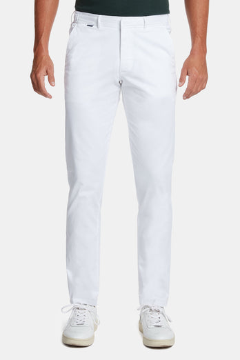 all white stretch cotton men's trousers | MR MARVIS