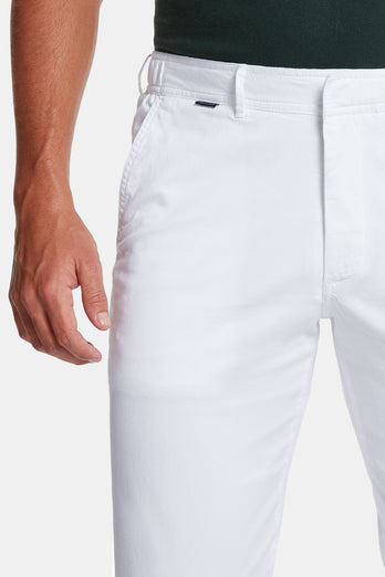 all white stretch cotton men's trousers | MR MARVIS