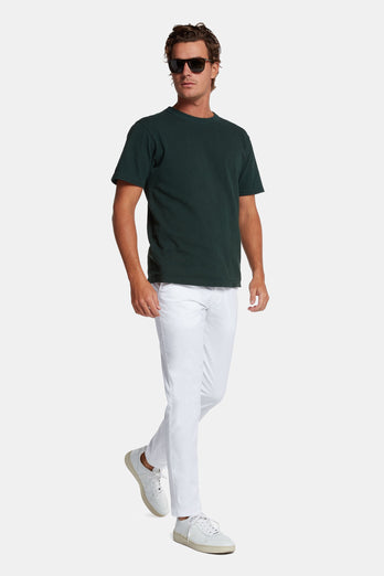 all white stretch cotton men's trousers | MR MARVIS